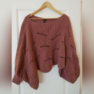 Moon & Madison Crop Cable Knit Dusty Rose Sweater ~ Size S